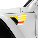 YELLOW WHITE WITH RED LINE US FLAG FENDER VENT DECAL FITS 2018+ JEEP WRANGLER & GLADIATOR DRIVER SIDE